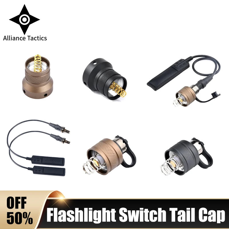 WADSN Tactical Flashlight Pressure Switch Tail Cap for Surefir M600 M300 PLHV2 Pistol Gun Airsoft Hunting Weapon Accessories