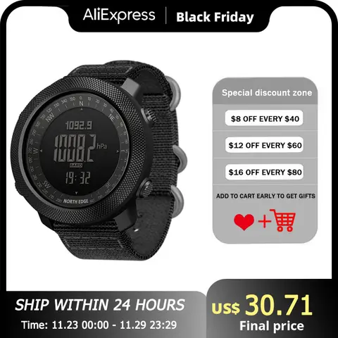 Men's Sports Digital Watch 50m NORTH EDGE