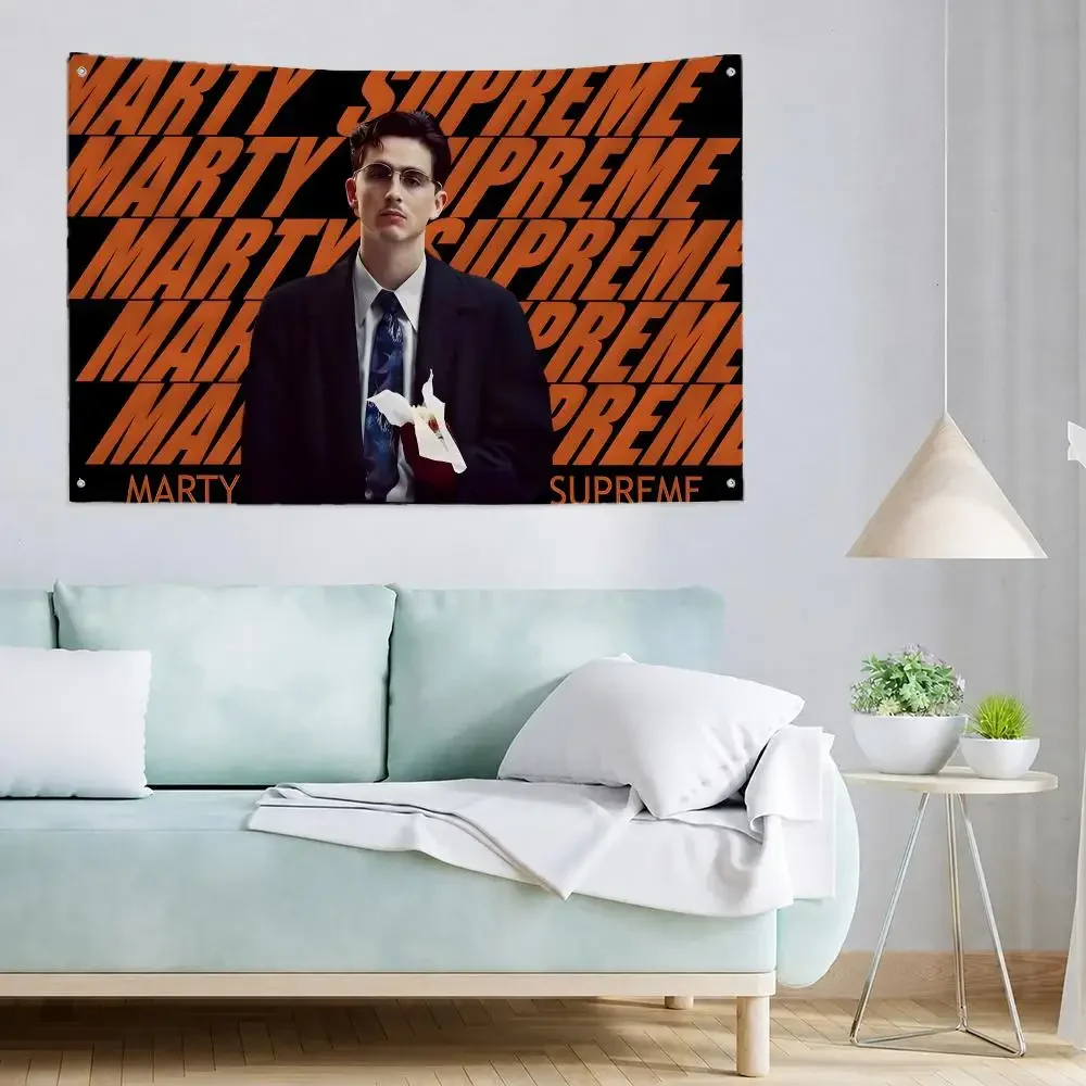 movie Marty Supreme Flags Polyester Wall Flag with Metal Grommets Waterproof, Home Decor for Bed Living Party, Nice Gift