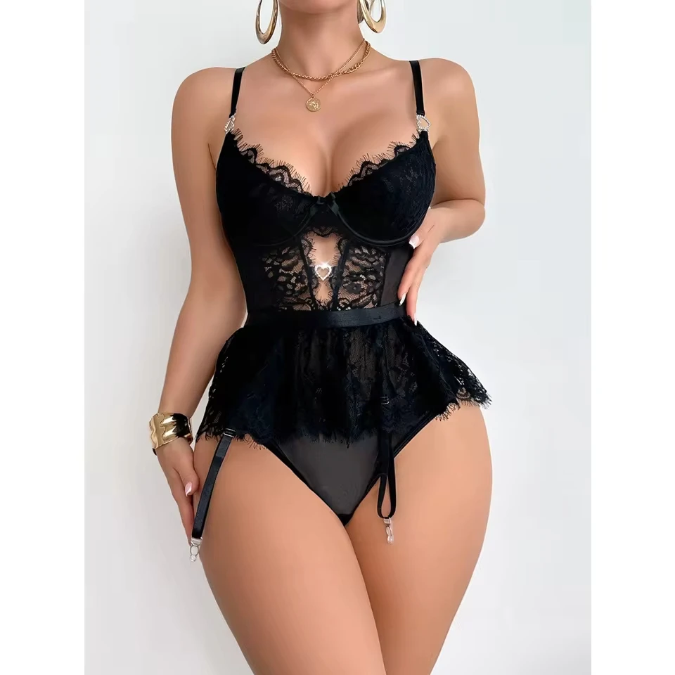 

Ladies Womens Lace Bodysuit Jumpsuit Exotic Lingerie Nightwear Babydoll Underwear Complete Outfit Sheer Mesh Bodysuit