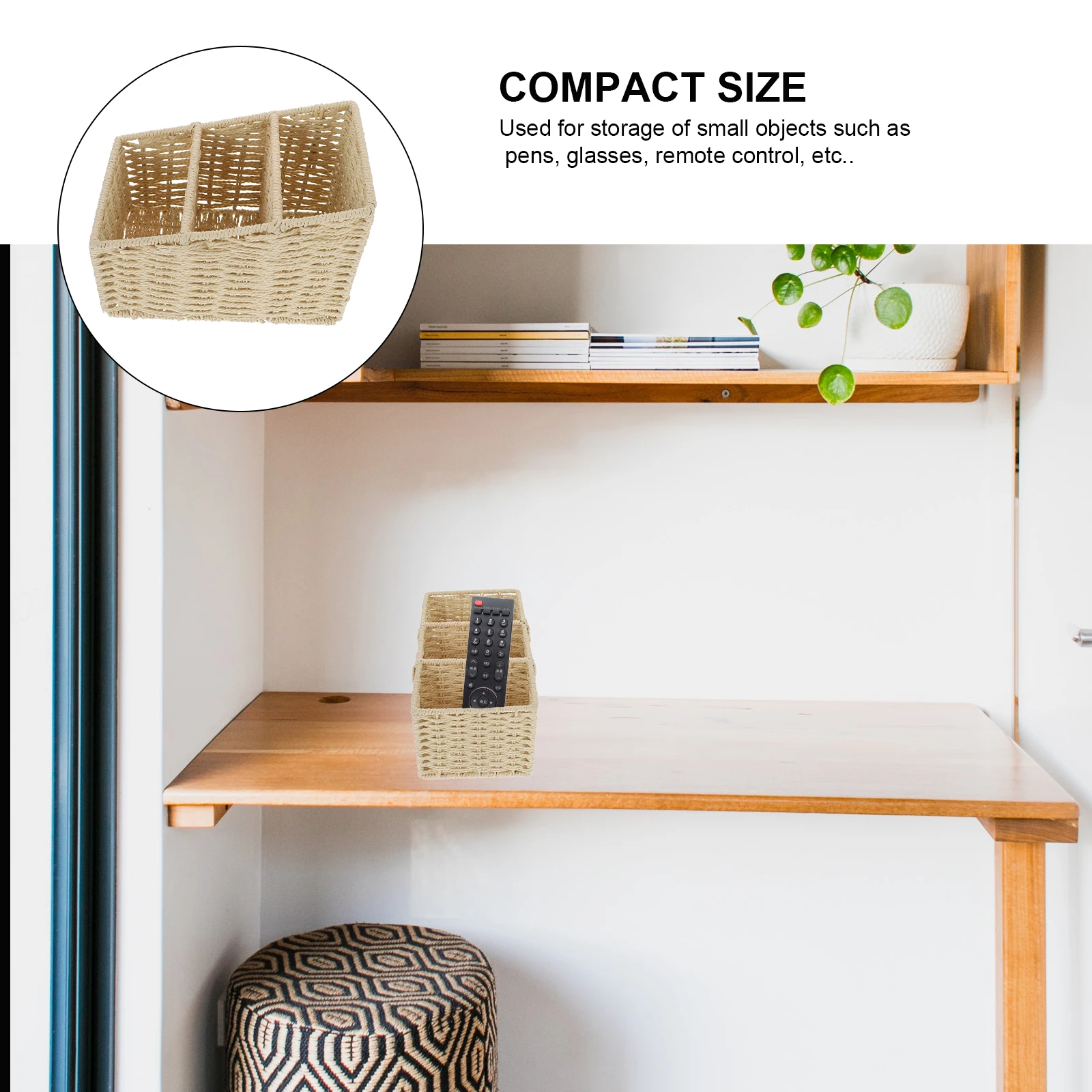 

Sturdy Desktop Box Natural Woven Decorative Sundries Organizer Container Organizer for Bedroom Home Use Sundries Container