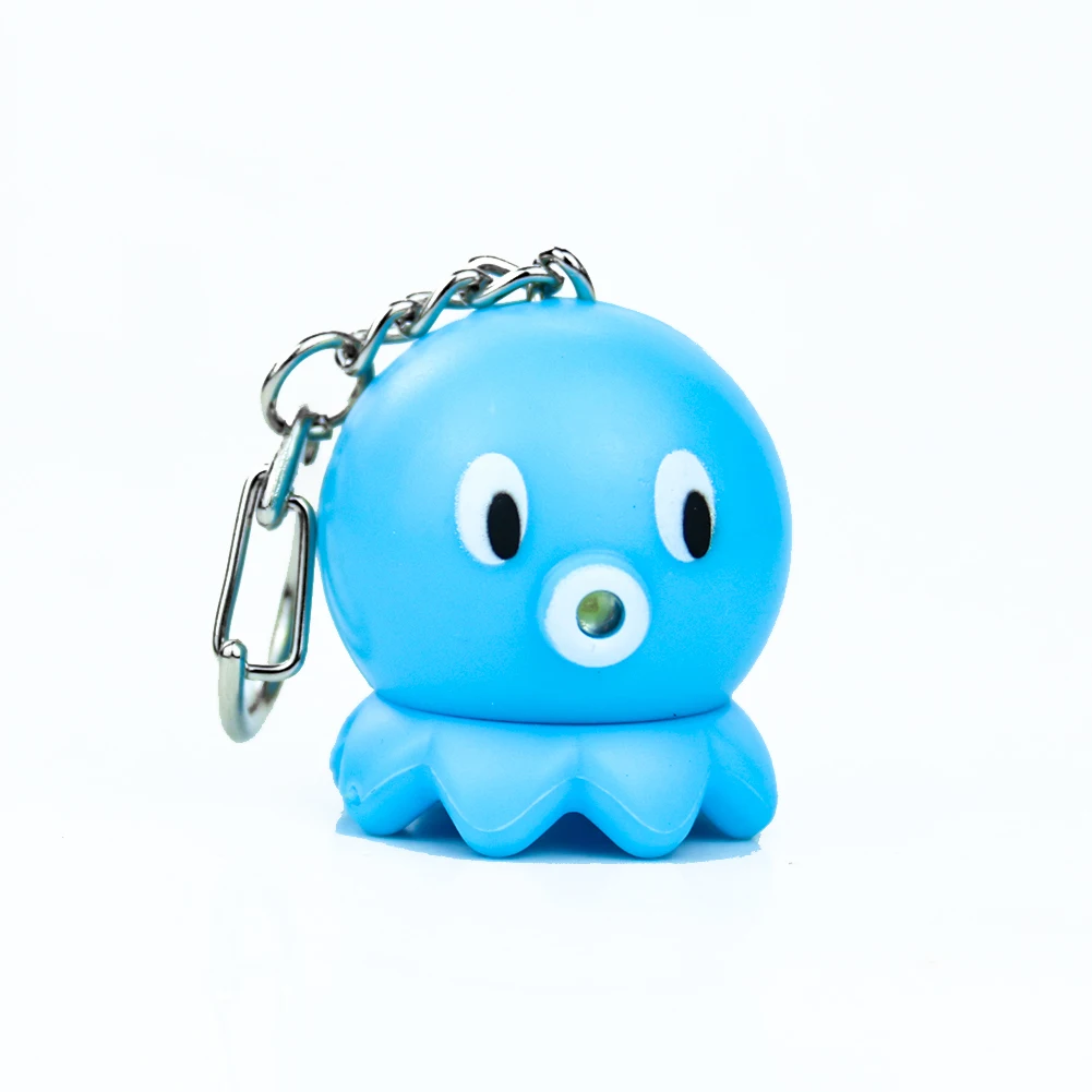 3D Simulation Resin Octopus Keychain Light LED Sound Key Ring Chain Bag Backpack Decor Baby Toy Child Advertising Gift Gadget