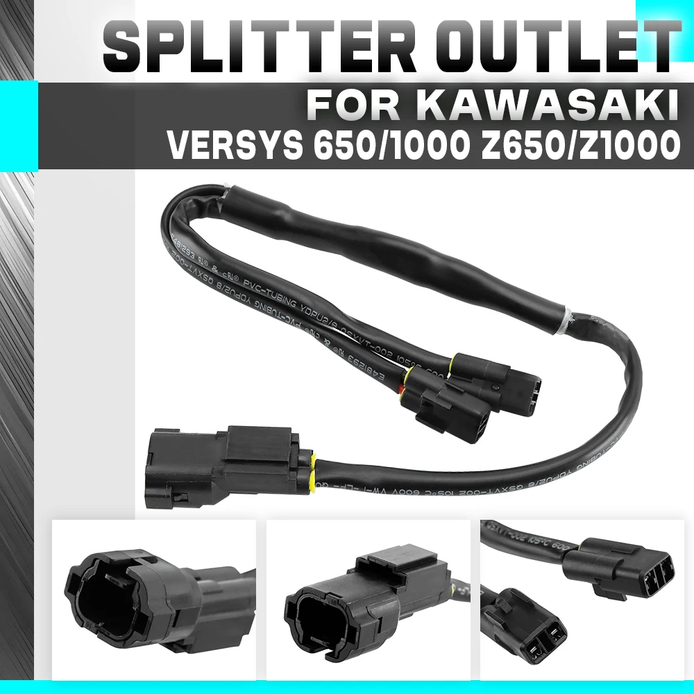 Motorrad-Adapter für Stromverteilerkabel für Kawasaki 650 Z650 Z 1000 VERSYS 1000 Y – Steckdosenverlängerung und Stromausgangsteile