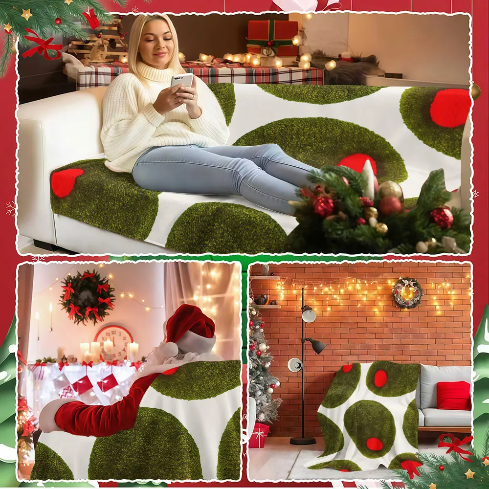 Olive dot Winter Summer Flannel Blanket Throw Fleece Soft Fuzzy Plush Cozy Fleece Blankets for Sofa Ideal Gifts