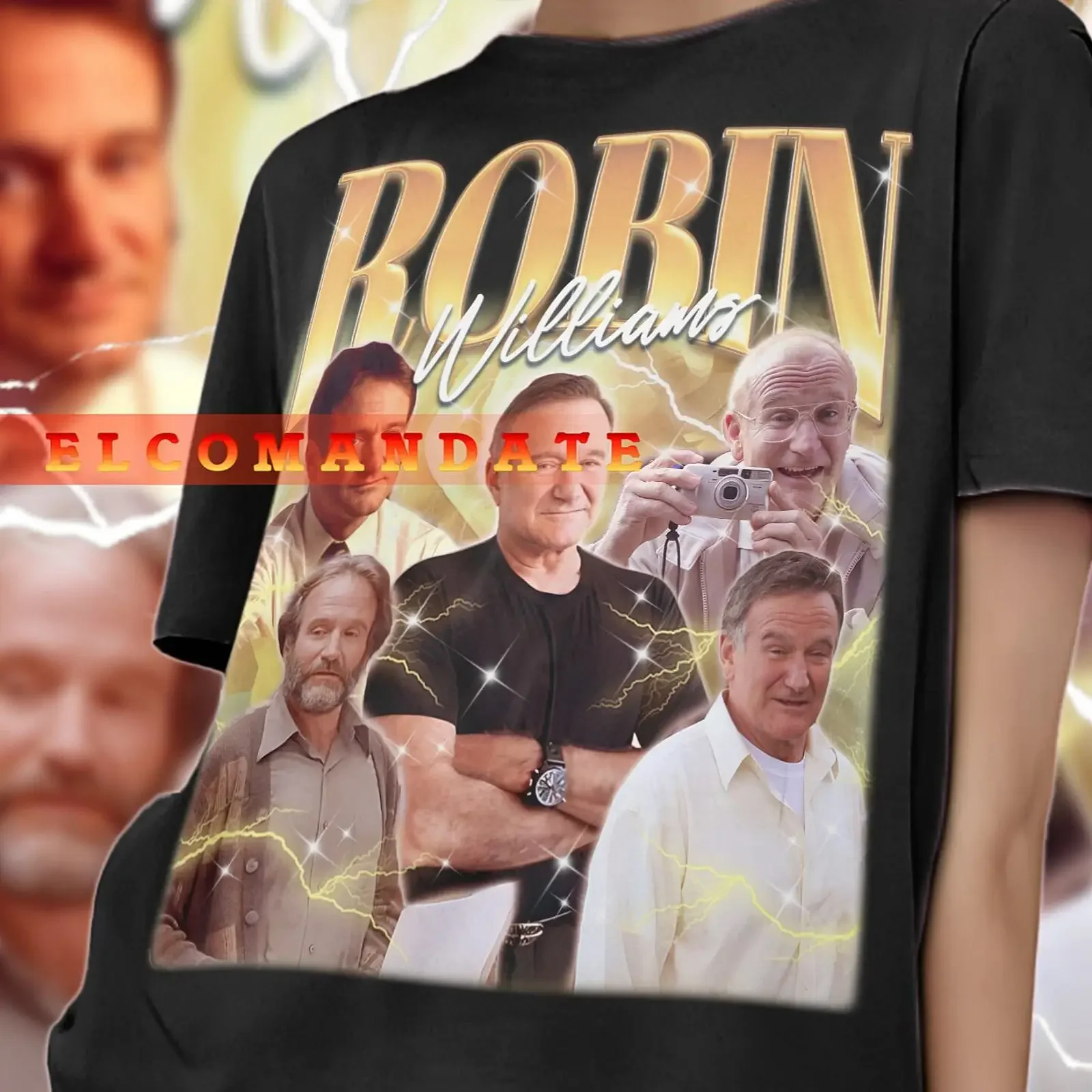Vintage Robin Williams Homage T Shirt 90s Retro Casual Fan Merch  Top vintage Washed homme Comfortable Stretched graphic