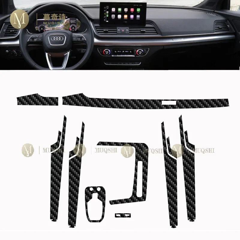PET 5D فيلم ألياف الكربون لأودي Q5 FY8 2017-2020Car الداخلية مركز وحدة التحكم المضادة للخدش مقاومة فيلم الملحقات تجديد الشاشة