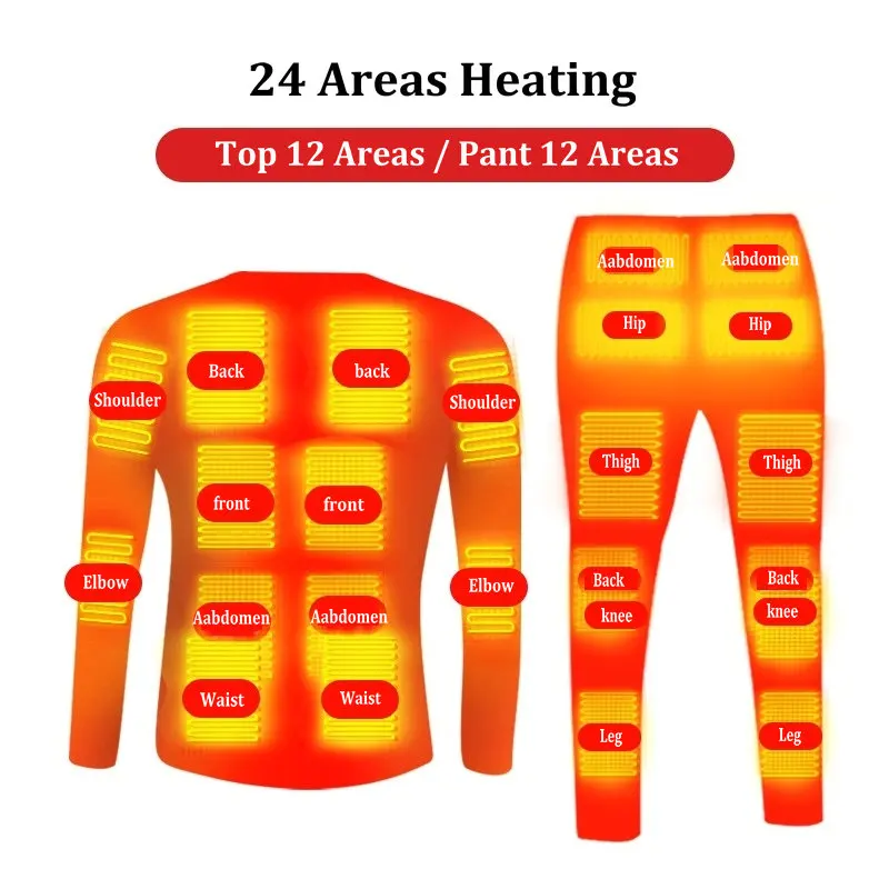 20/24 Areas Winter Self Heated Vest Men Heating Jacket Heated Suit Phone APP Control Temperature USB Thermal Underwear Clothing