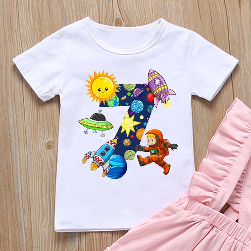 

Funny Boys T-Shirts Astronaut Graphic Print 7 Year Old Gift Birthday Costume Summer Toddler Baby Tshirt Cute Girls T Shirt Tops