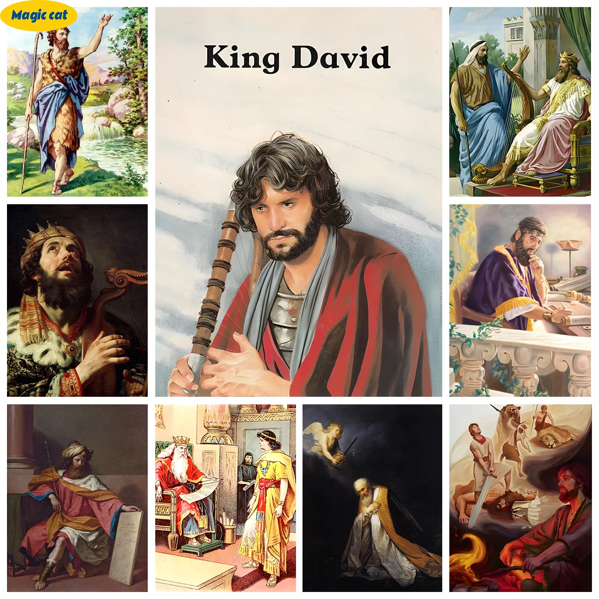 

King David 5D Diamond Art Painting Israel's Second King Portrait Diy Diamond Embroidery Cross Stitch Jewish Gift Home Wall Decor