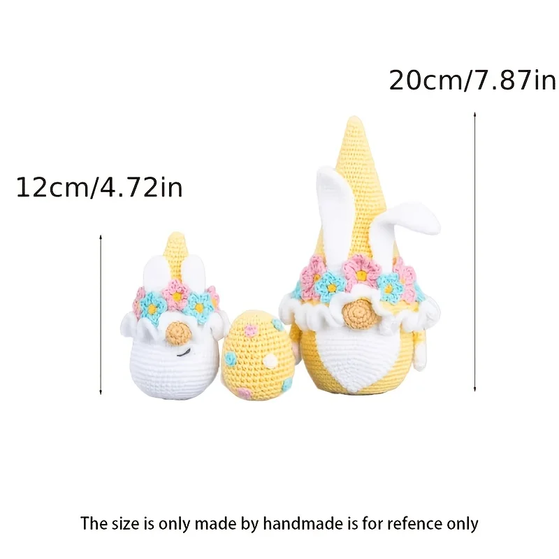 3 Pieces - Cute Dwarf Lucky Egg And Dwarf Rabbit Crochet Materials Pack, Creative Crochet DIY, With Step-by-step Video Tutorials, Includes A Paper Basic Tutorial In English Instructions, Suitable For Crochet Enthusiasts, Desk Ornaments/bag Hangers/home De