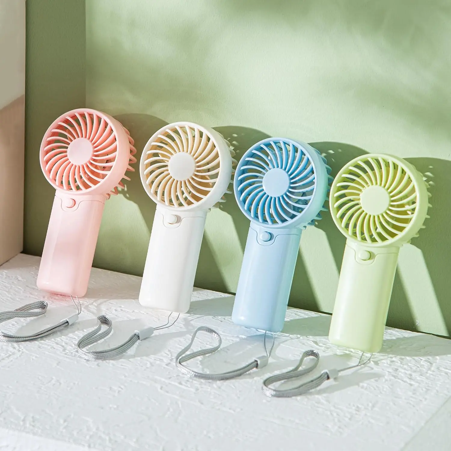 

4 Pack Mini Portable Fan, 5" AAA Battery Operated Handheld Fan with Lanyard, Quiet Personal Fan for Office Outdoor Travel