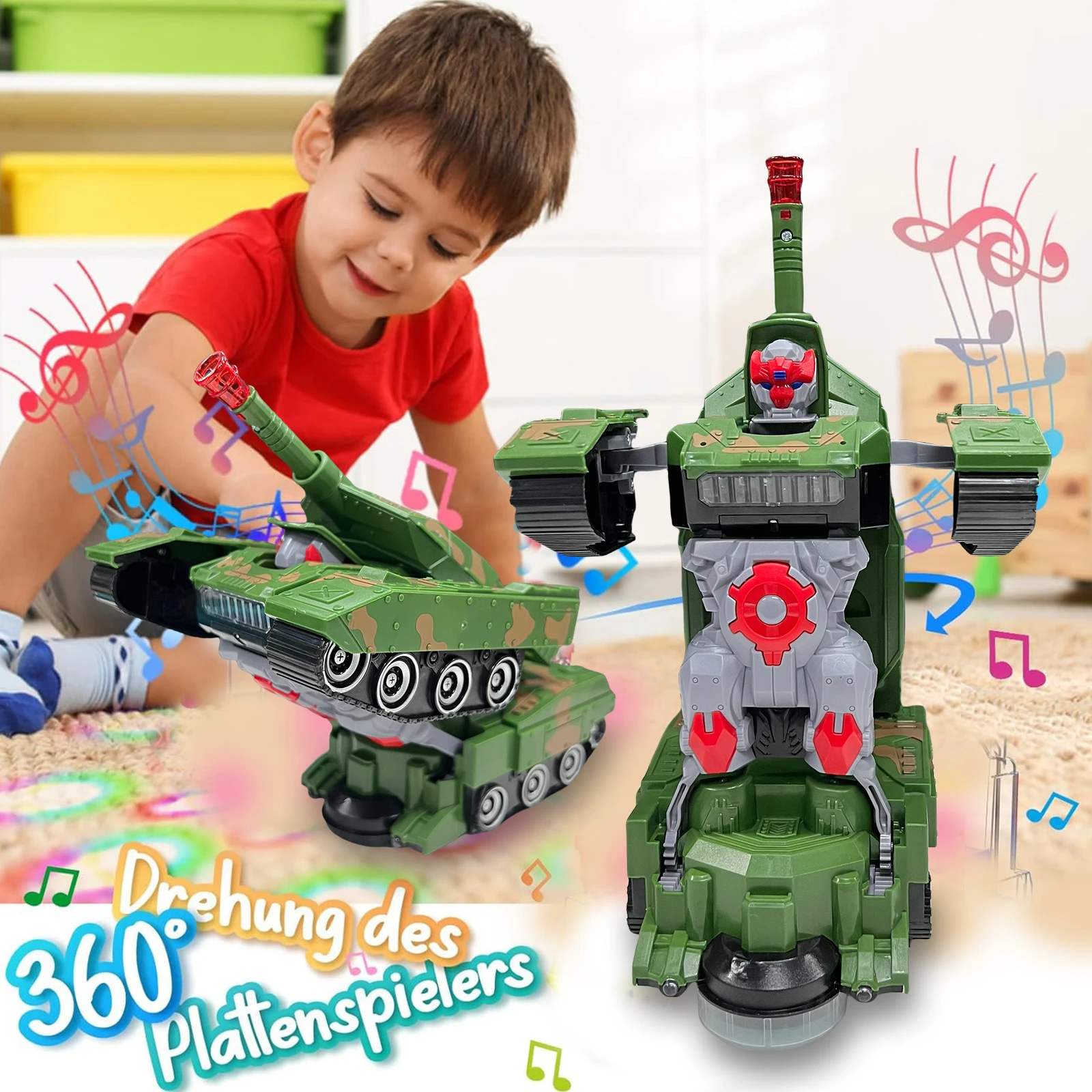 Toy Tank Transformation Robot for Boys Universal Walking Automatic Transforming Gift for Babies