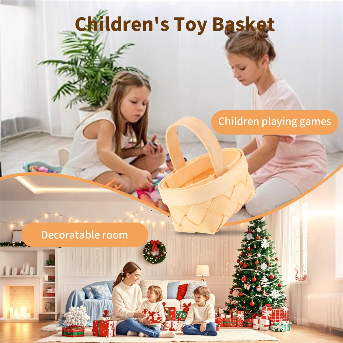 High-end 12Pcs Wood Chip Mini Baskets Manual Woven Baskets Ornaments Candy Storage Box