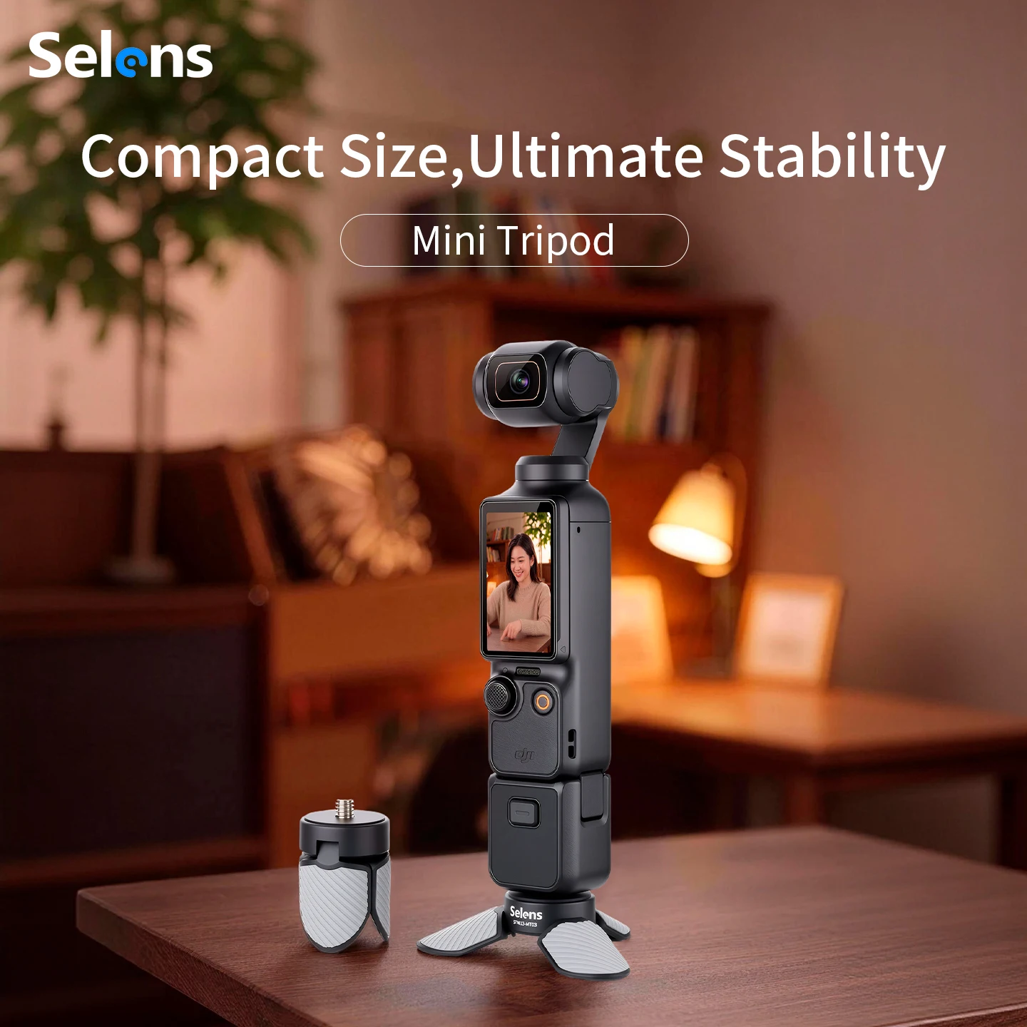 Selens Mini Tripod for DJI Osmo Pocket  3 4 4P Action Cameras Desktop Stabilizer Stand with 1/4'' Screw Non-slip Rubber Feet