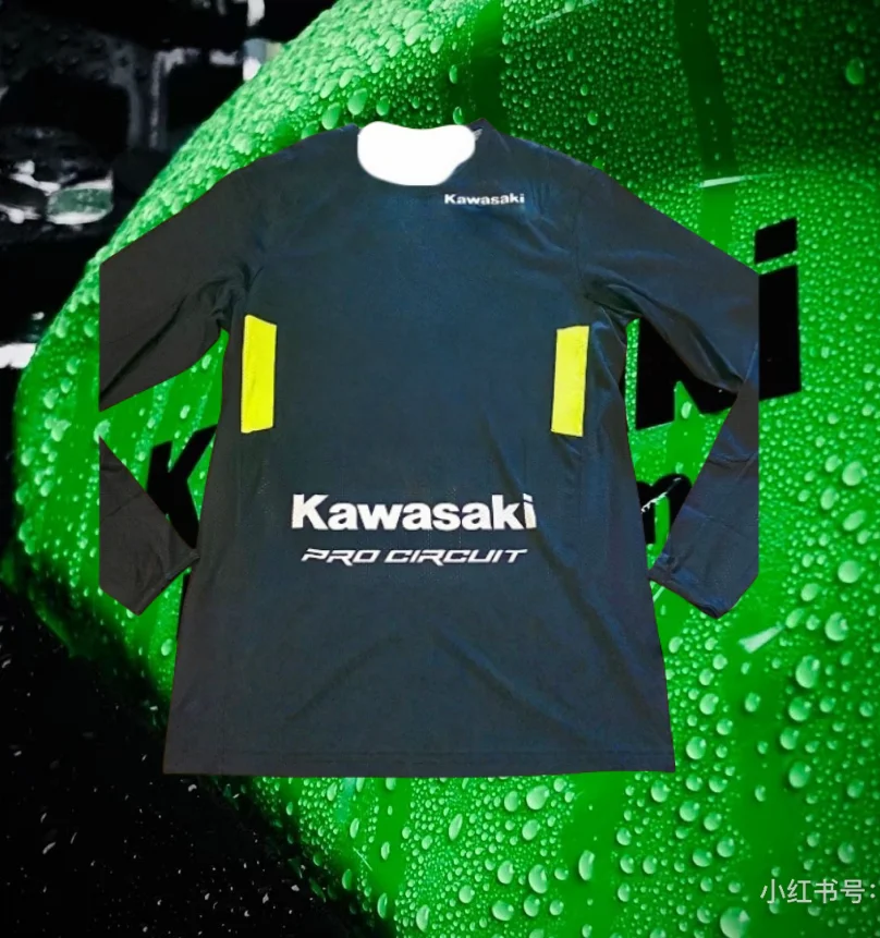 

Мотоциклетная футболка Kawasaki, новая футболка Kawasaki, летняя футболка для верховой езды, солнцезащитный крем, быстросохнущая, впитывающая пот, футболка с длинным рукавом