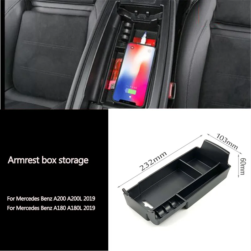 For Mercedes Benz A B CLA Class W247 B180 B200 C118 CLA250 220d 2020 Car Central Armrest Box Storage Box Organizer Tray Holder