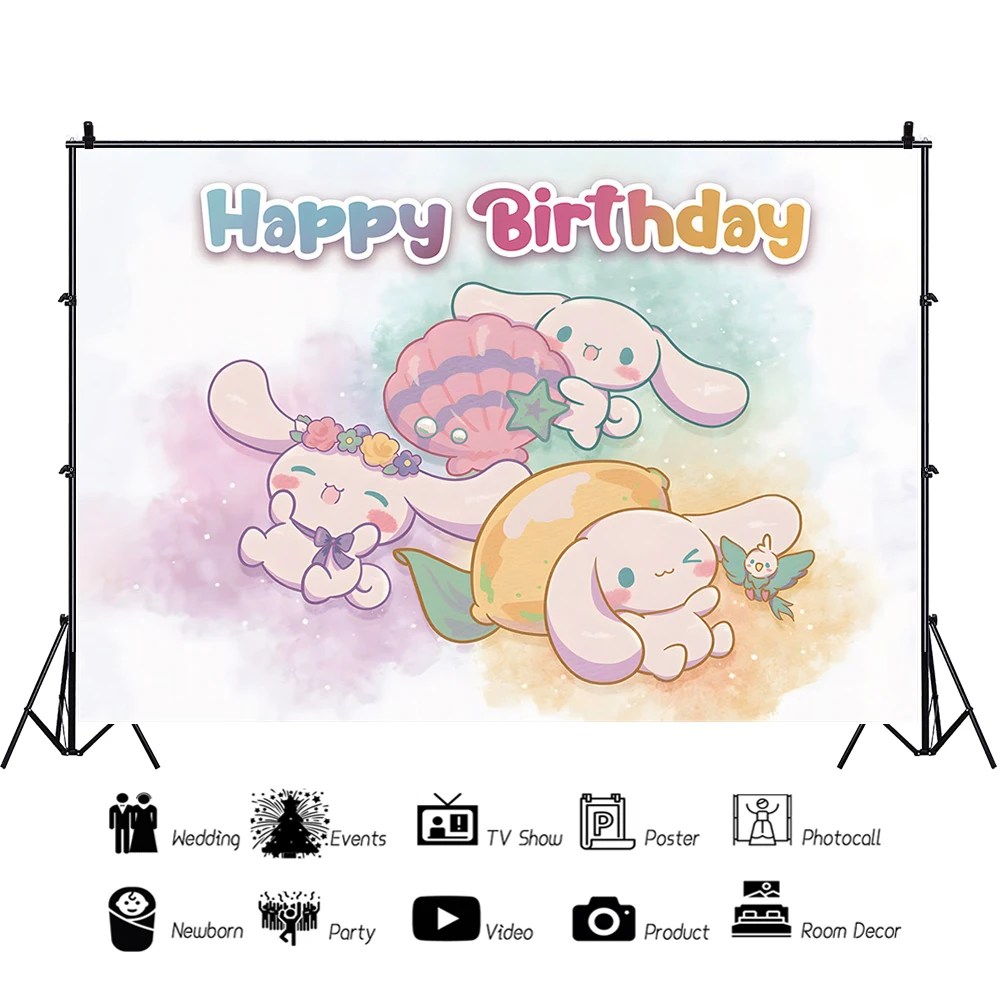 

Cinnamoroll Backdrop Photo Background For Photography Baby Shower Birthday Party Decoration Props Event Stage Party Supplies