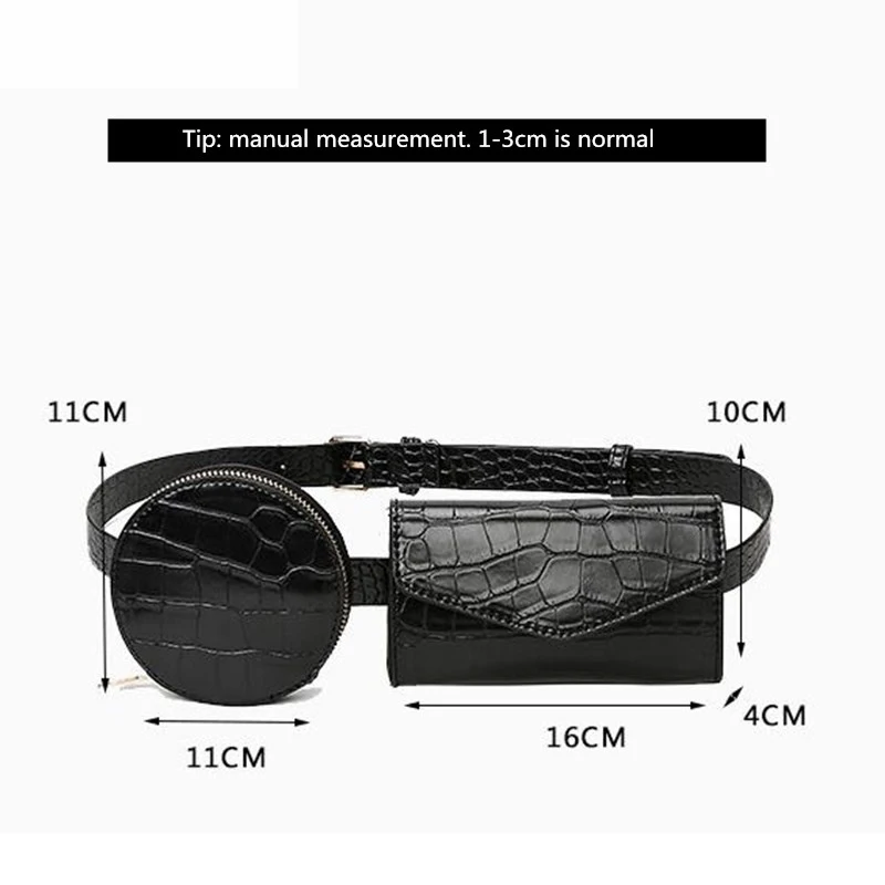 Fashion Pack Women's Crocodile Waist Belt Bag Women Round Purse Crossbody Phone Bag Pu Leather Chest Bag Borsa