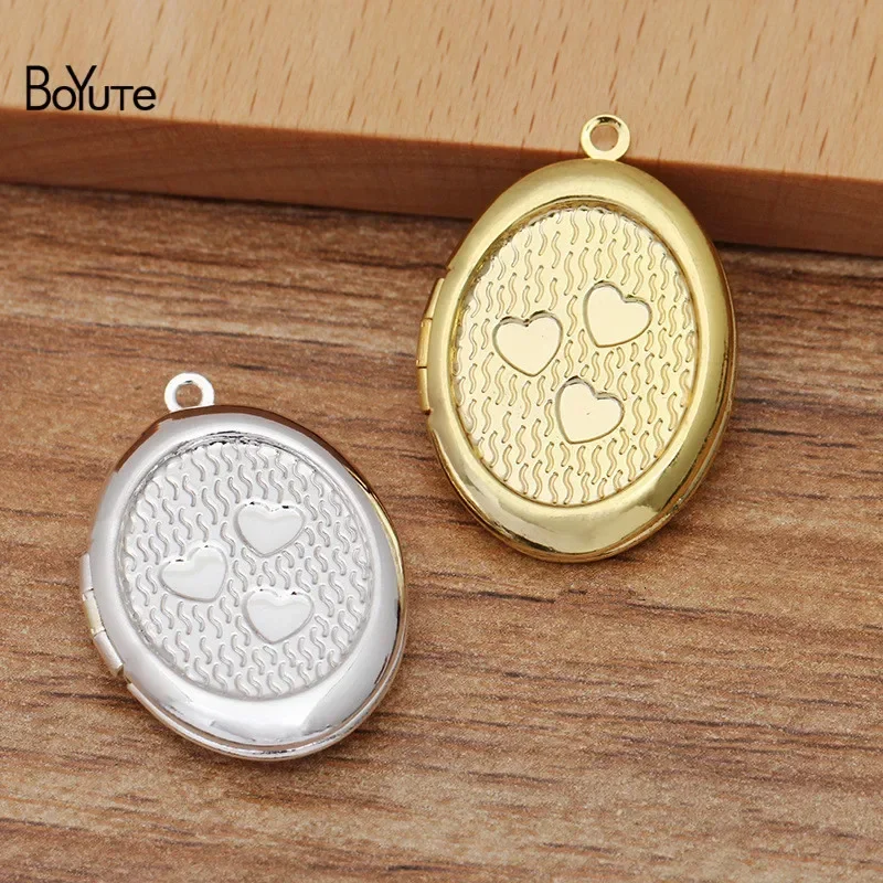 BoYuTe (10 Pieces/Lot) Diy Jewelry Locket 19*25*5MM Metal Brass Oval Shape Floating Locket Pendant Wholesale