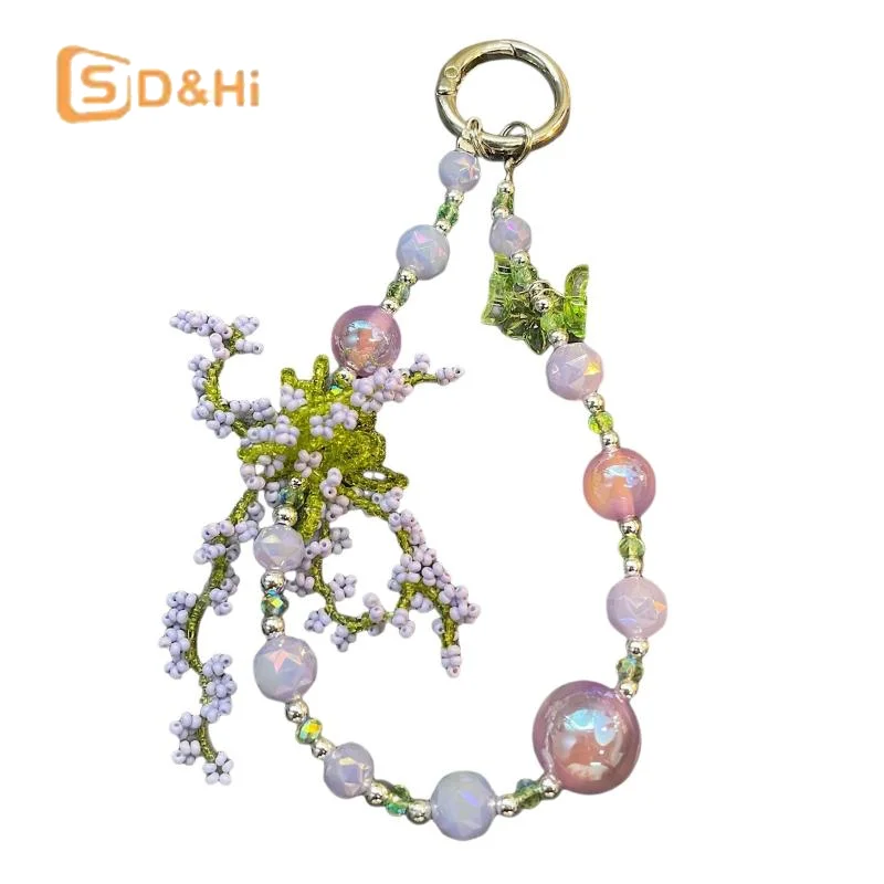 Summer Colorful Beaded Phone Chain Bag Car Key Pendant Earphone Case Accessories For Phone