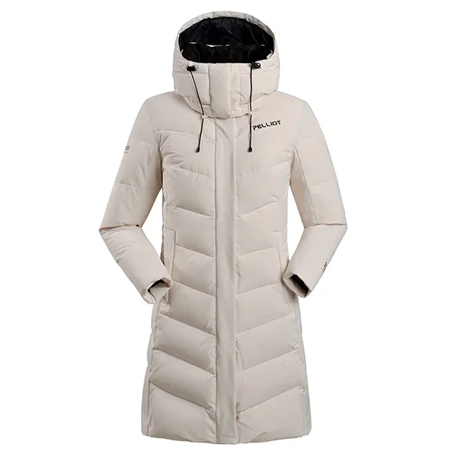 Women's Winter Outdoor Long Parka Windproof Waterproof Duck Feather Jacket Hood Plus Size Zipper Closure Fur Decoration Adults