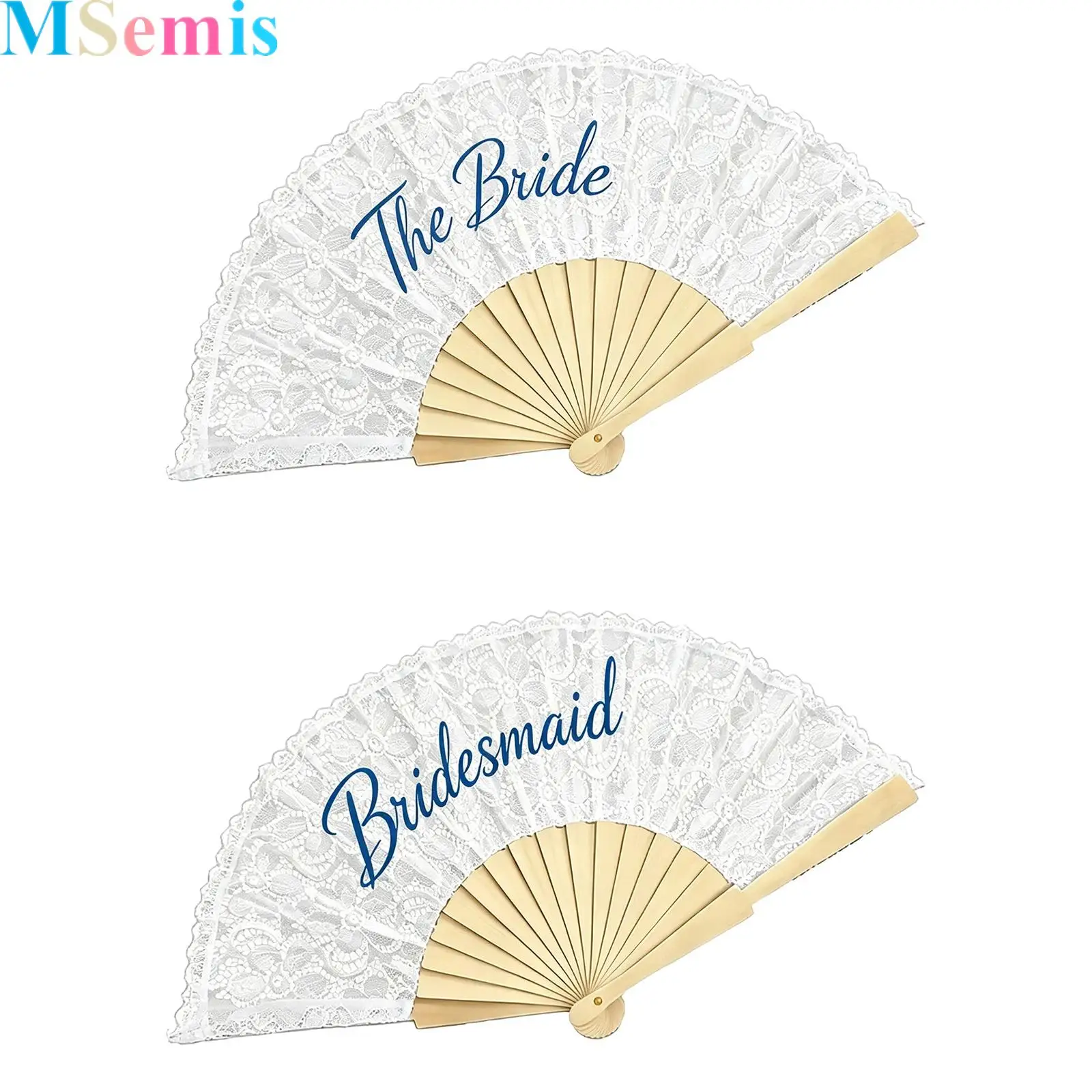 Lace Flowers Pattern Folding Handheld Fan Costume Accessories for Engagement Wedding Dancing Party