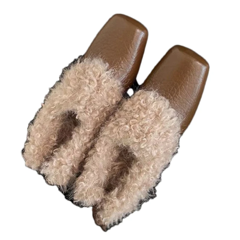 الفراء ساحة تو أحذية نسائية موضة أحذية بكعب دافئ 2025 فستان جديد الشتاء الثلوج الأحذية مصمم الأحذية الفاخرة دي Mujer Zapatos #6