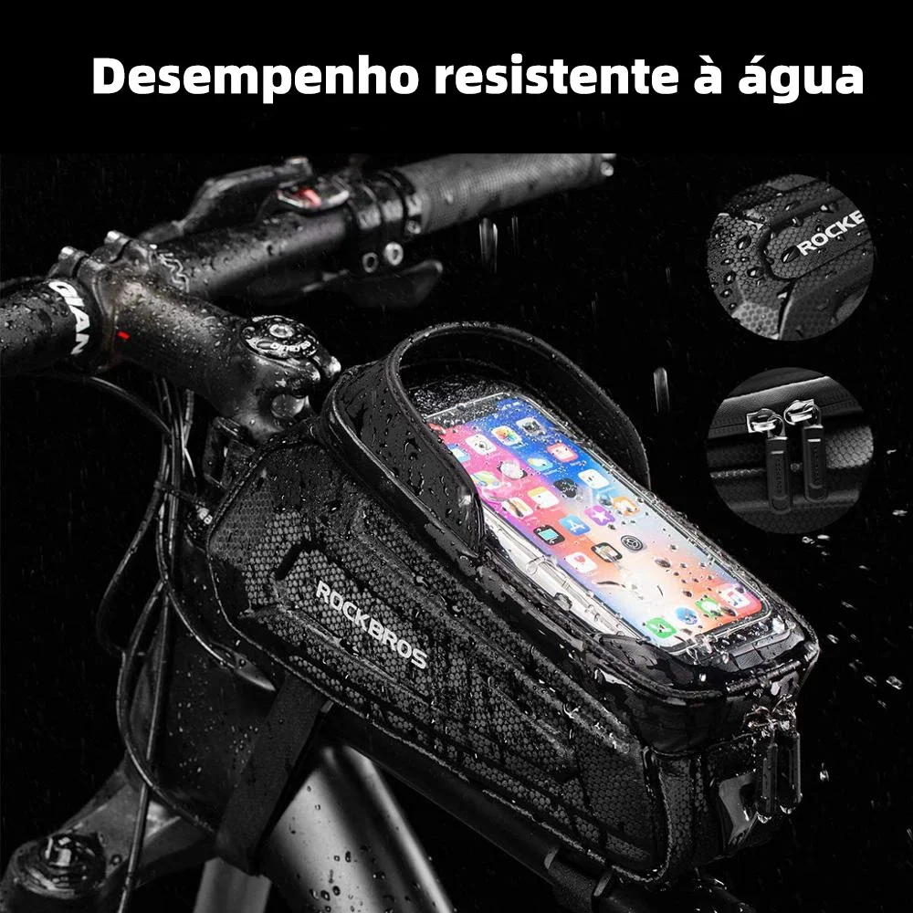 ROCKBROS Bike Bag Waterproof Touch Screen Cycling Bag Top Front Tube Frame MTB Road Bicycle Bag 6.8 Inch Phone Bike Accessories