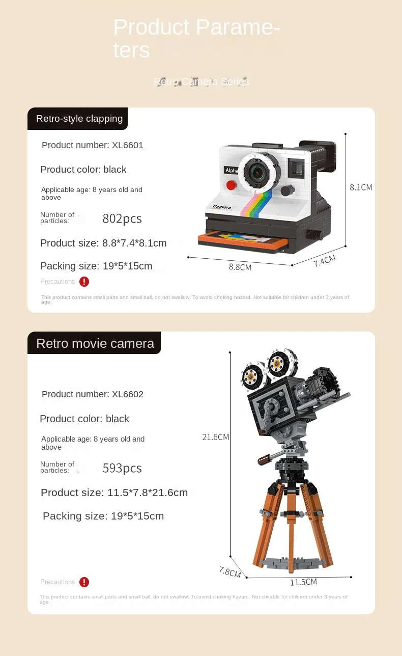 802 stücke Mini Baustein Vintage Modell Polaroid Retro Kamera Erwachsene Sammlung Ornamente IDEEN Serie Spielzeug Mädchen Geburtstag Geschenke – Detail 11