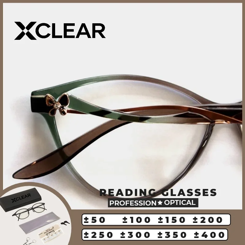 

XCLEAR Optical Anti Blue Ray Myopia Progressive Prescription Eyeglasses Reading Glasses Women Cat Eye Decor Luxury Lightweight