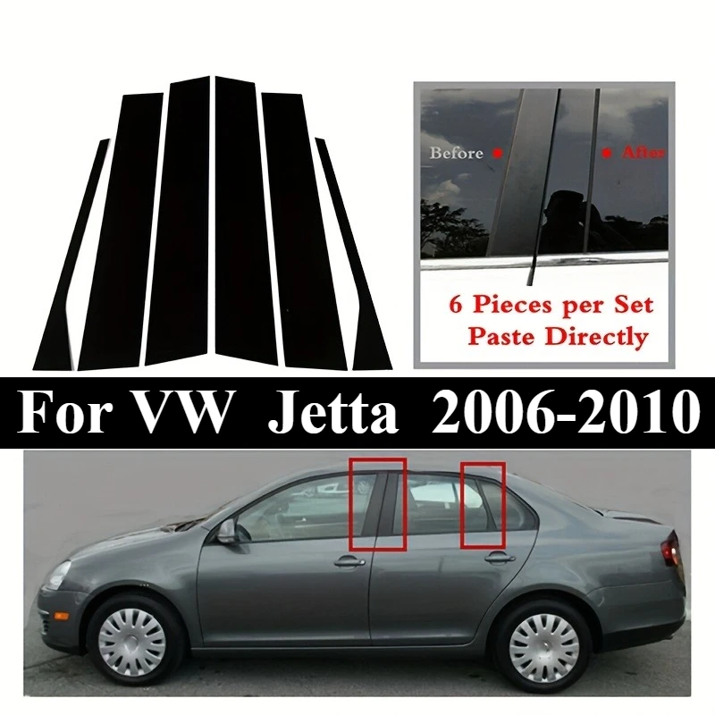 

For VW VOLKSWAGEN MK5 Jetta 2006 - 2010 Door Window Pillar Trim Covers Door & window column BC pillar、Car Decorative Sticker