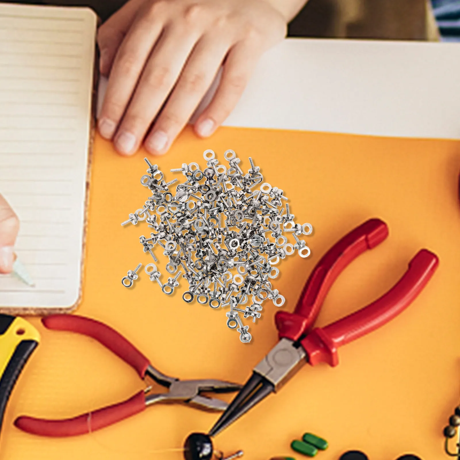 

2 комплекта винтовых кольцевых шпилек из чистой меди, маленькие резьбовые крючки для изготовления ювелирных изделий, принадлежности для рукоделия, металлические винты-кольца, саморезы с ушком