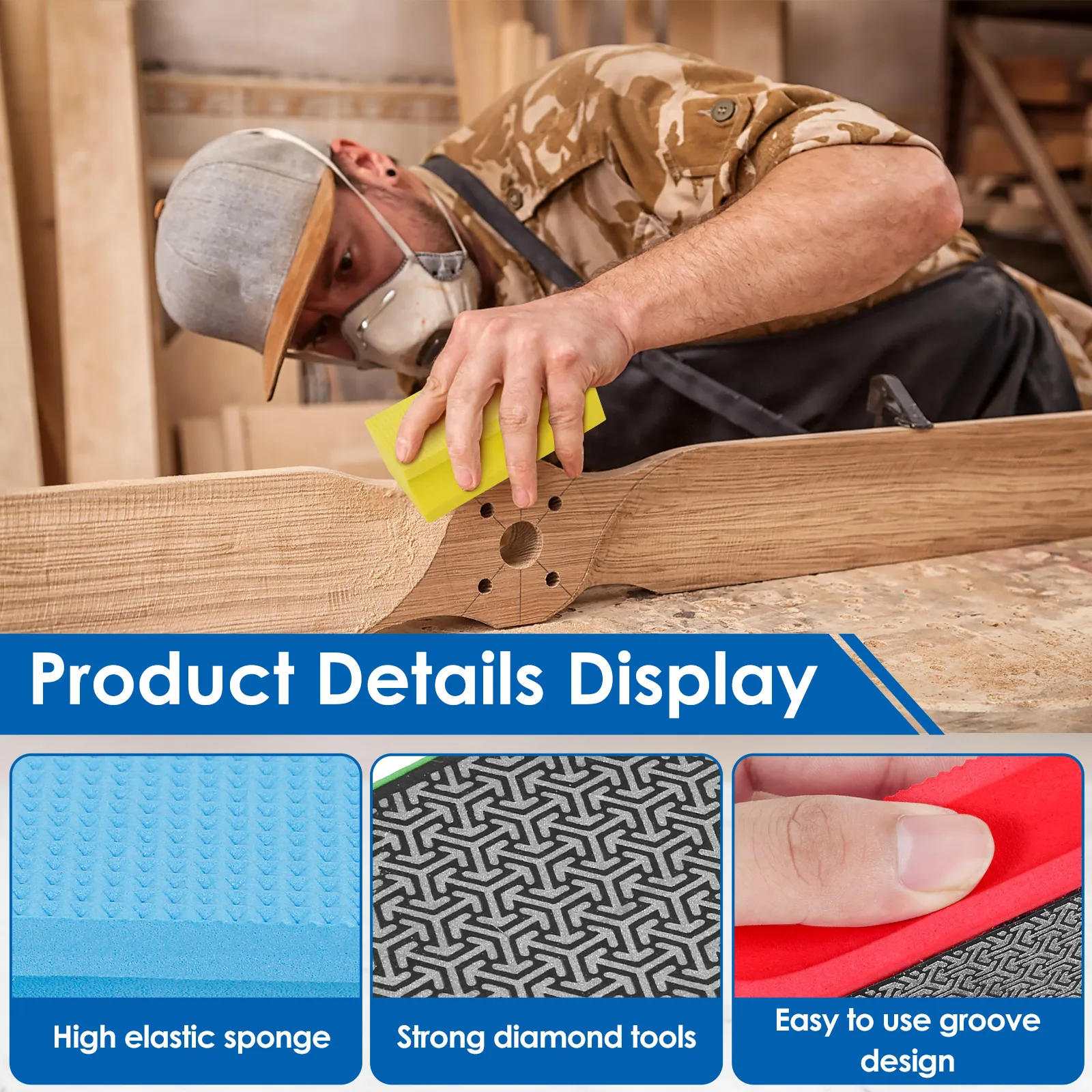 4pcs Diamond Hand Polishing Plates Reusable Hand Polishing Pad Kit 60/100/200/400 Grit Cutting Sand Block Kit