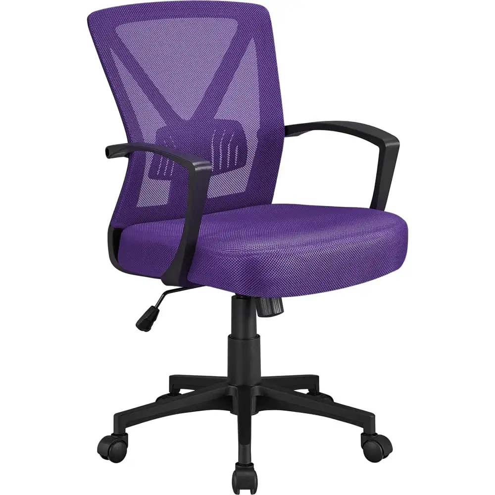 

Adjustable Mesh Office Chair Mid Back Desk Chair with Wheels, Purple