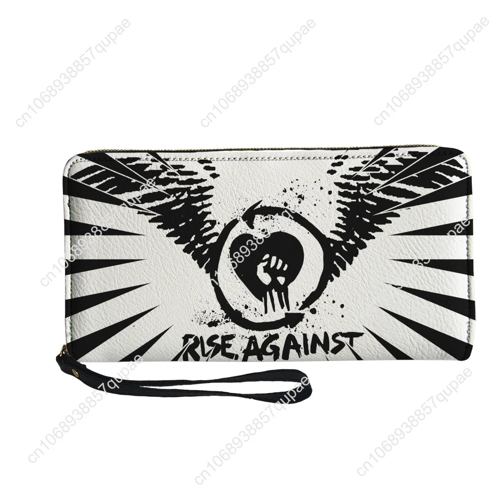 Rise Against Rock band Custom Wallet Purse Mens Womens Teenagers Zipper Long Wallets Double Print  Portable Wallet Gift Bag