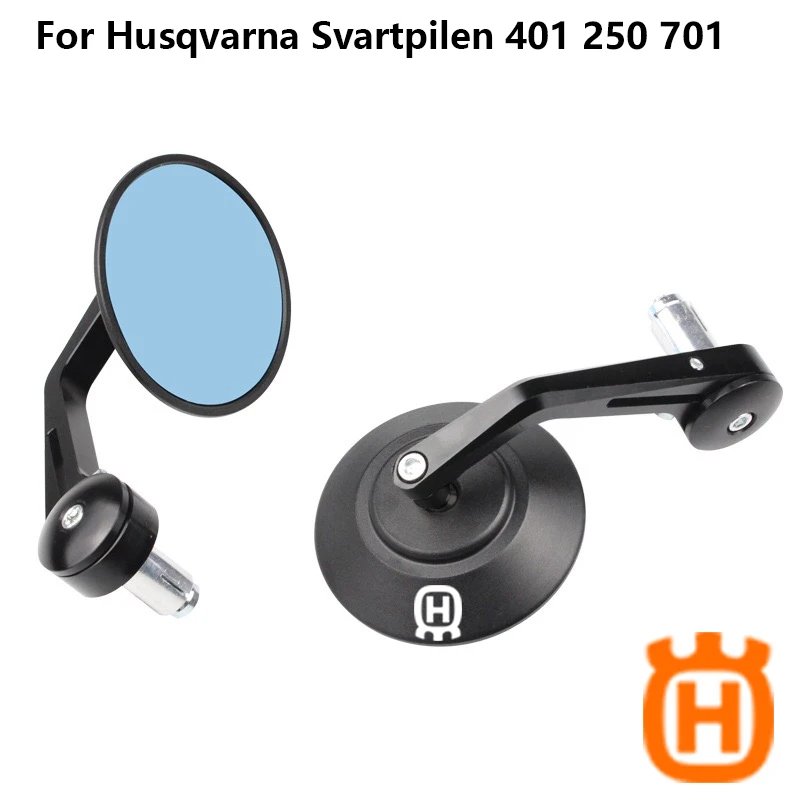 For Husqvarna Svartpilen 401 250 701 Blue Glass Rearview Round Handlebar Bar End Rear View Side Mirrors Motorcycle Accessories