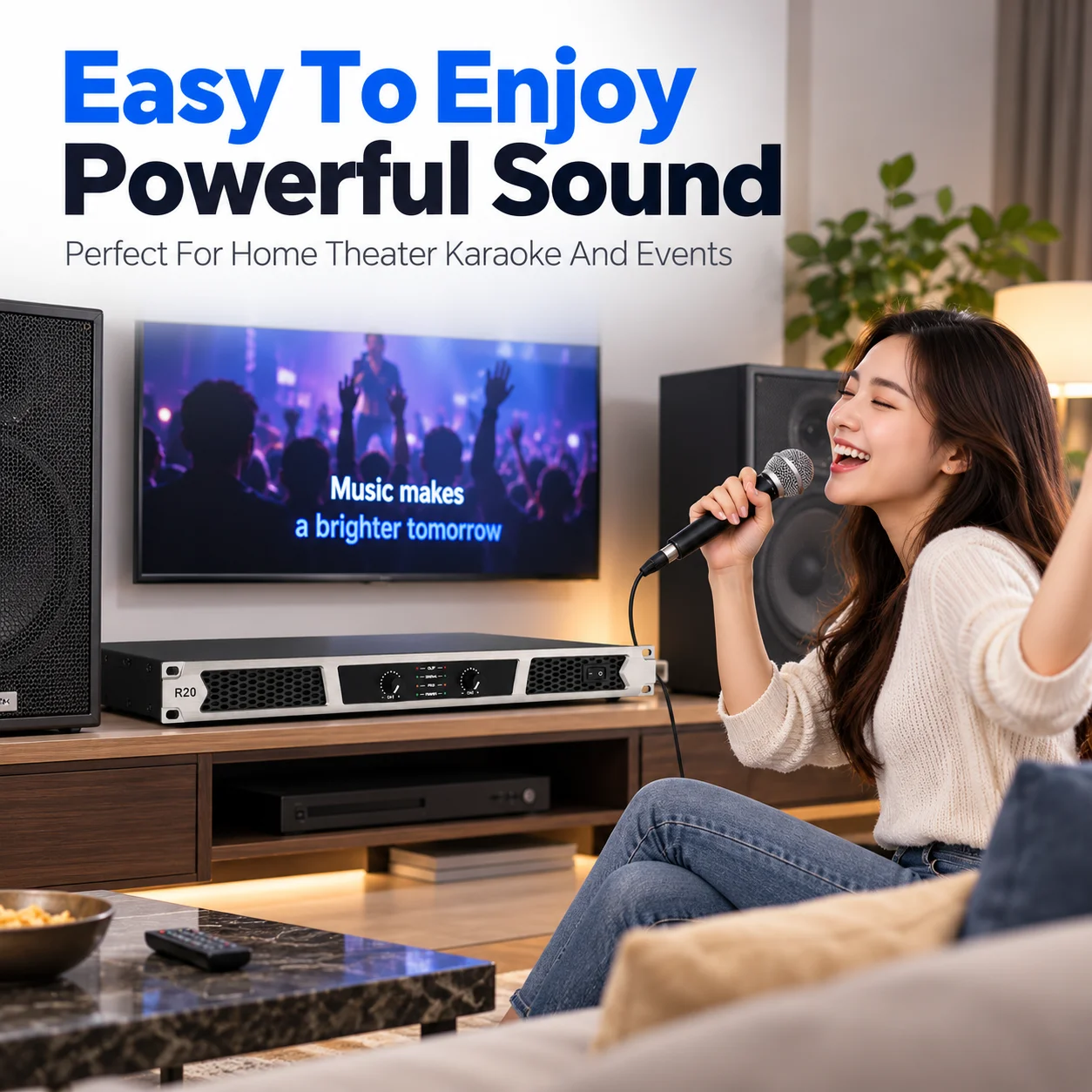 AOLIVIYAa R20 600W X2 Digital Power Amplifier 2 Channel HiFi Stereo Audio Amp 1U Rack Mount For Home Theater Karaoke Stage PA