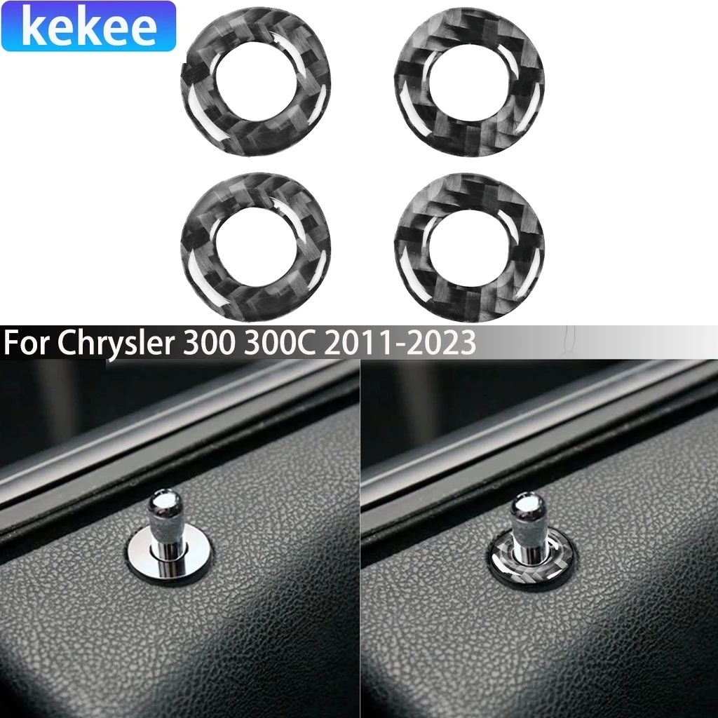 For Chrysler 300 300C 2011-2023 Carbon Fiber Door Lock Decorative Ring Decorative Car Accessories Interior Cover Sticker Trim