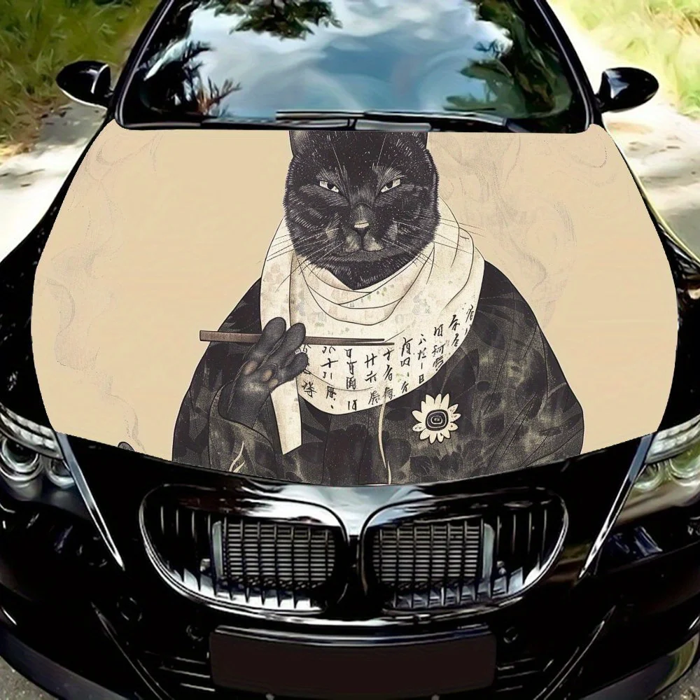 

Steady black cat Pattern car hood stickers, waterproof self-adhesive, scratch resistant, easy to stick, durable car PVC stickers