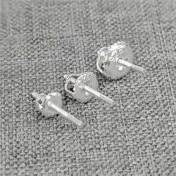 2 Pairs of 925 Sterling Silver Threaded Post Screw Type Earnuts Earring Components 4mm 5mm 6mm