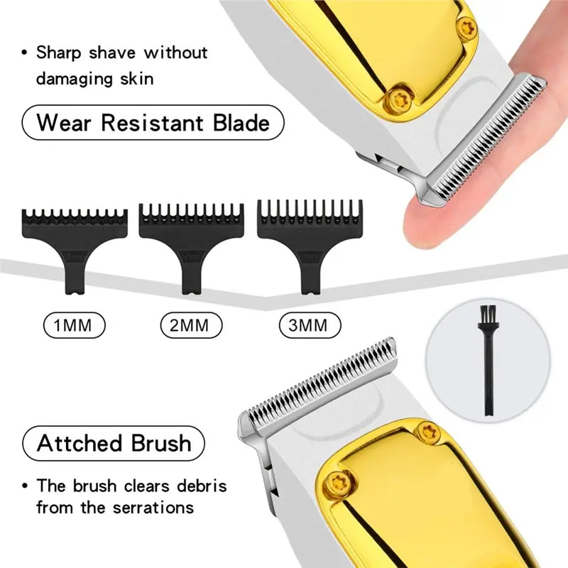 ماكينة قص الشعر الذهبية اللاسلكية المنزلية القابلة لإعادة الشحن للرجال ماكينة قص كهربائية احترافية #4