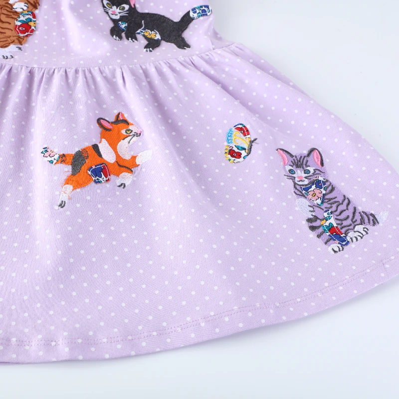 ملابس أطفال من Little maven للفتيات الصغيرات 2025 ملابس أطفال صيفية مطرزة بالقطط الكرتونية فساتين هدايا العيد #5