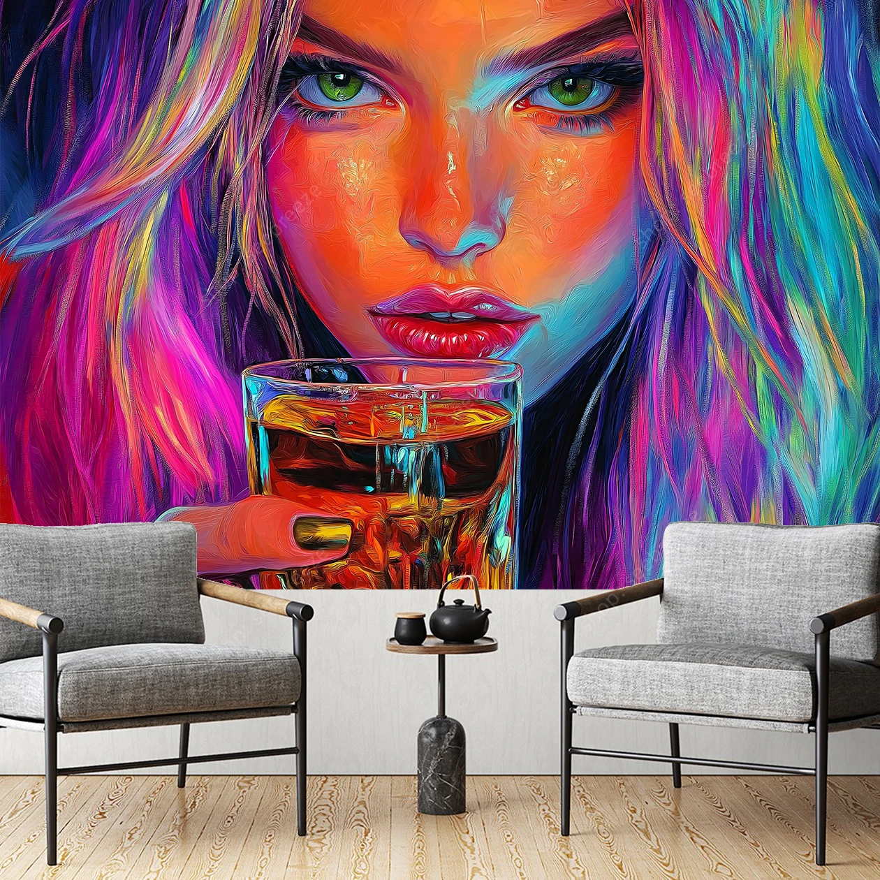 VIKAMA Illusion Pop Wandteppich Neon Farbverlauf Kunst Stoff Wohnzimmer Schlafzimmer Hintergrund Modern Wind Ins Dekor Raumdekoration