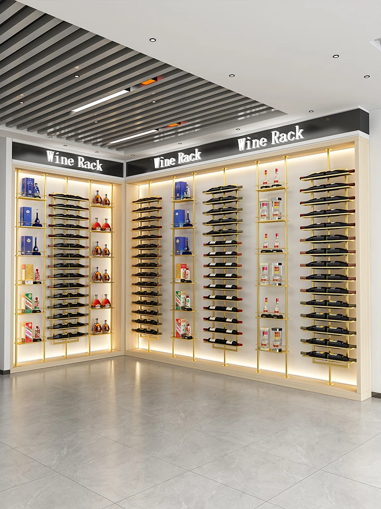 Modern simple red wine rack display rack, winery cabinet, Baijiu famous display
