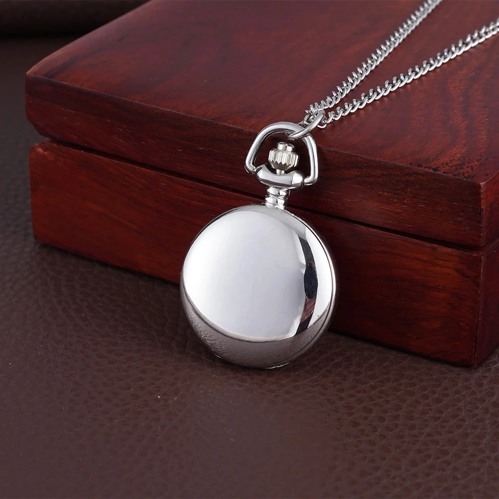 1 قطعة ساعة جيب كوارتز ريترو فضية لامعة مطبوعة مع فراشة ملونة مع سلسلة قلادة قلادة ساعة الهدايا #2