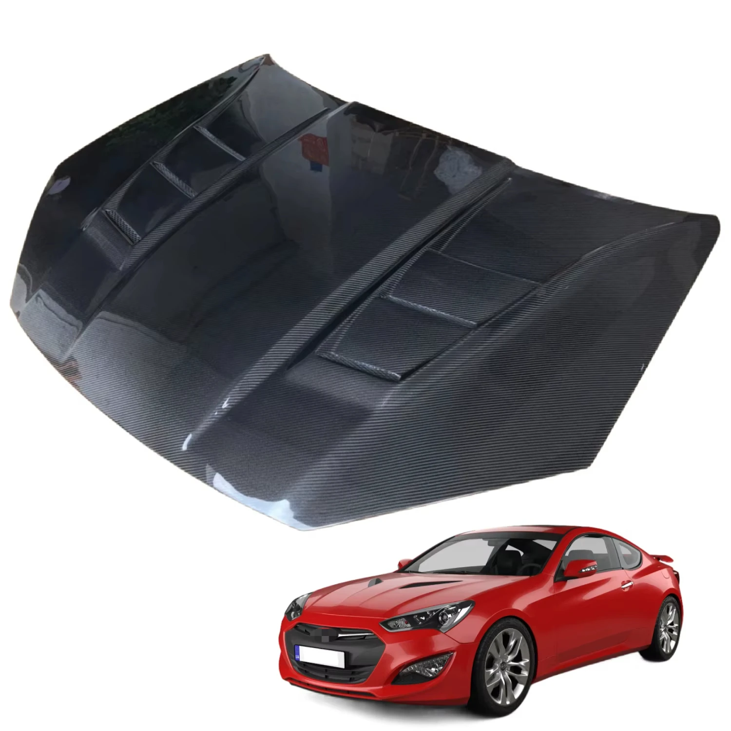 

New Carbon Fiber Open Hole Hood for Hyundai Genesis Coupe 12-14 Engine Hoods