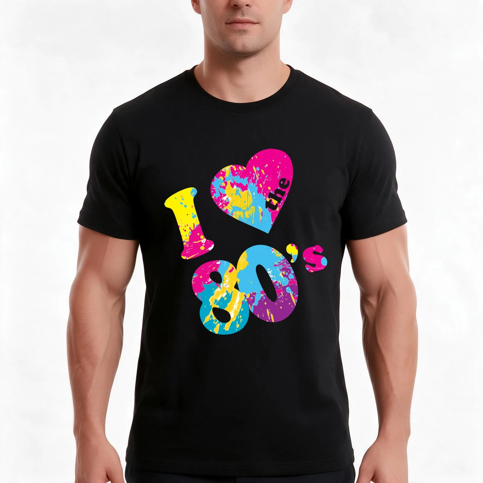 I Love the 80's T-Shirt, Summer Casual Cotton Tee, Oversized Streetwear Tops, Vintage Graphic Print, Loose Fit Short Sleeve