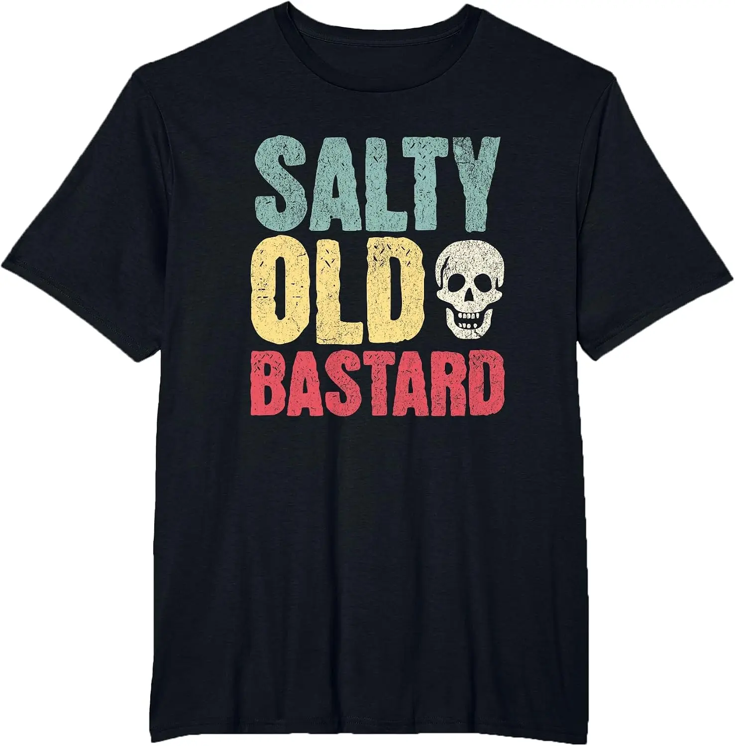 Salty Bastard, Funny Joke Grumpy Cranky Old Man T-Shirt Men Women Unisex Novelty Graphic T‑Shirt, Classic Crew Neck 100% Cotton Tee, Lightweight Anti‑Pilling Breathable Casual Tops, Year‑Round Daily Outfit, Holiday Birthday Present Tee for Friends Family