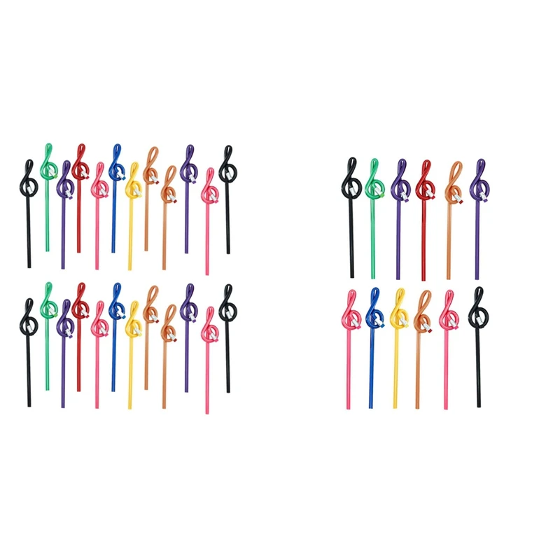 Colorful Musical Note Pencils with Erasers – Wooden Treble Clef Shaped Pencils for Students