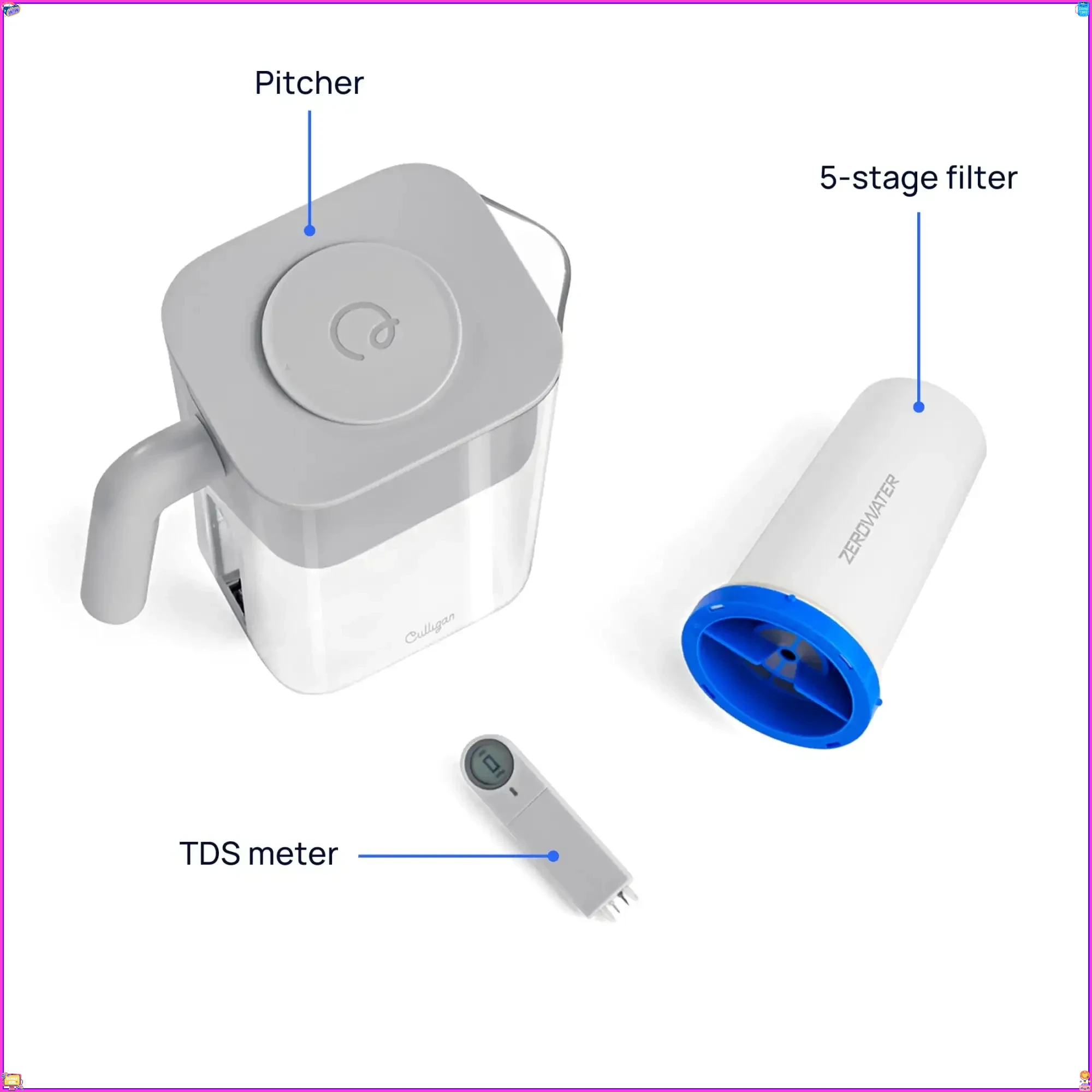 

10 Cup Water Filtration Pitcher with 5-Stage Advanced Water Filter,Space-Saving Design,Powerful Filtration